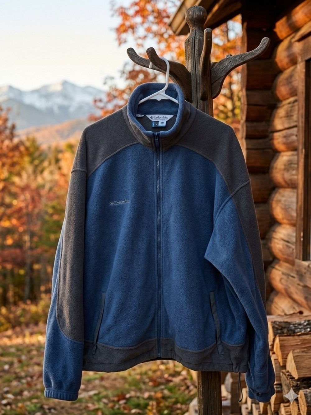 Columbia Men's Blue and Gray Full-Zip Fleece Jacket